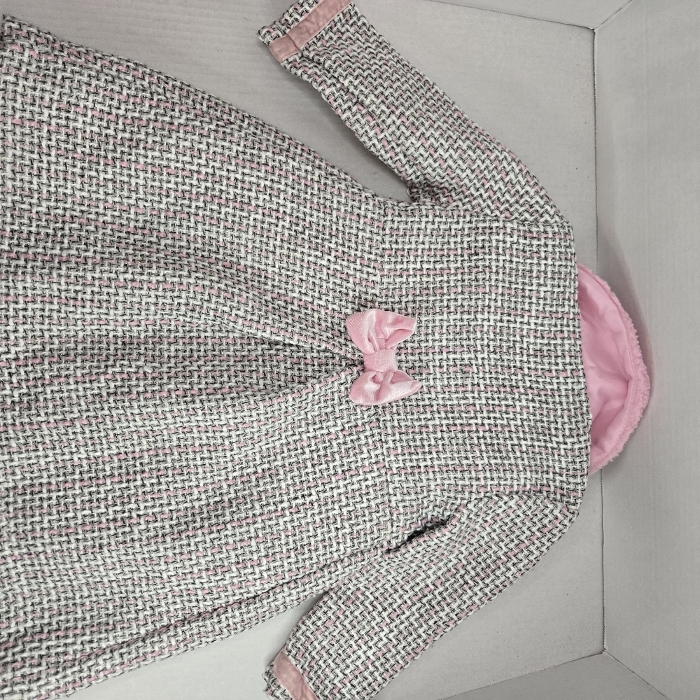 Blueberi Boulevard Pink, White, Silver Tweed Coat / Jacket Size 24M boutique - Picture 6 of 6